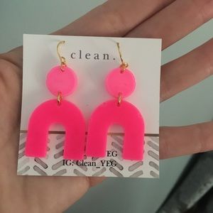 Handmade hot pink earrings